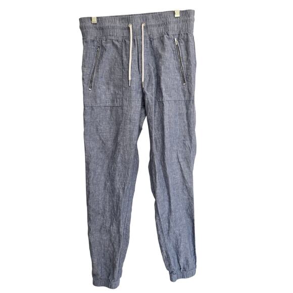 Athleta Cabo Linen Joggers Chambray Blue Elastic Waist Coastal Women 4 - Picture 2 of 11